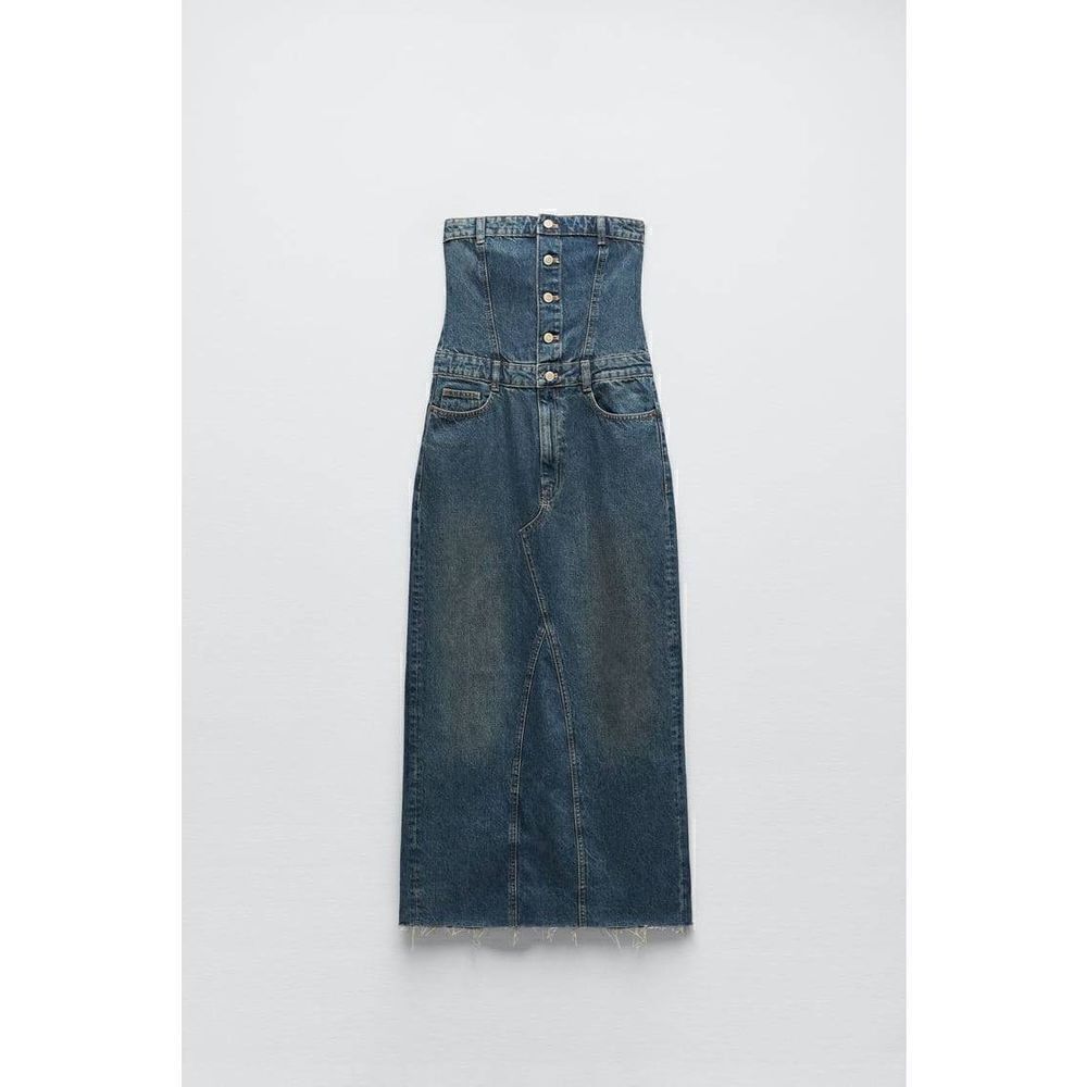 Zara RARE TRF DENIM DRESS NAVY BLUE - Picture 11 of 13